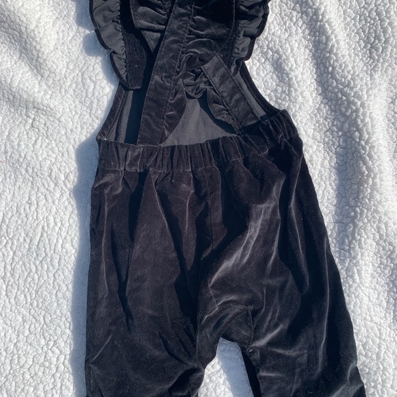 Tea Collection Velvet Ruffle Overalls - Picture 2 of 4